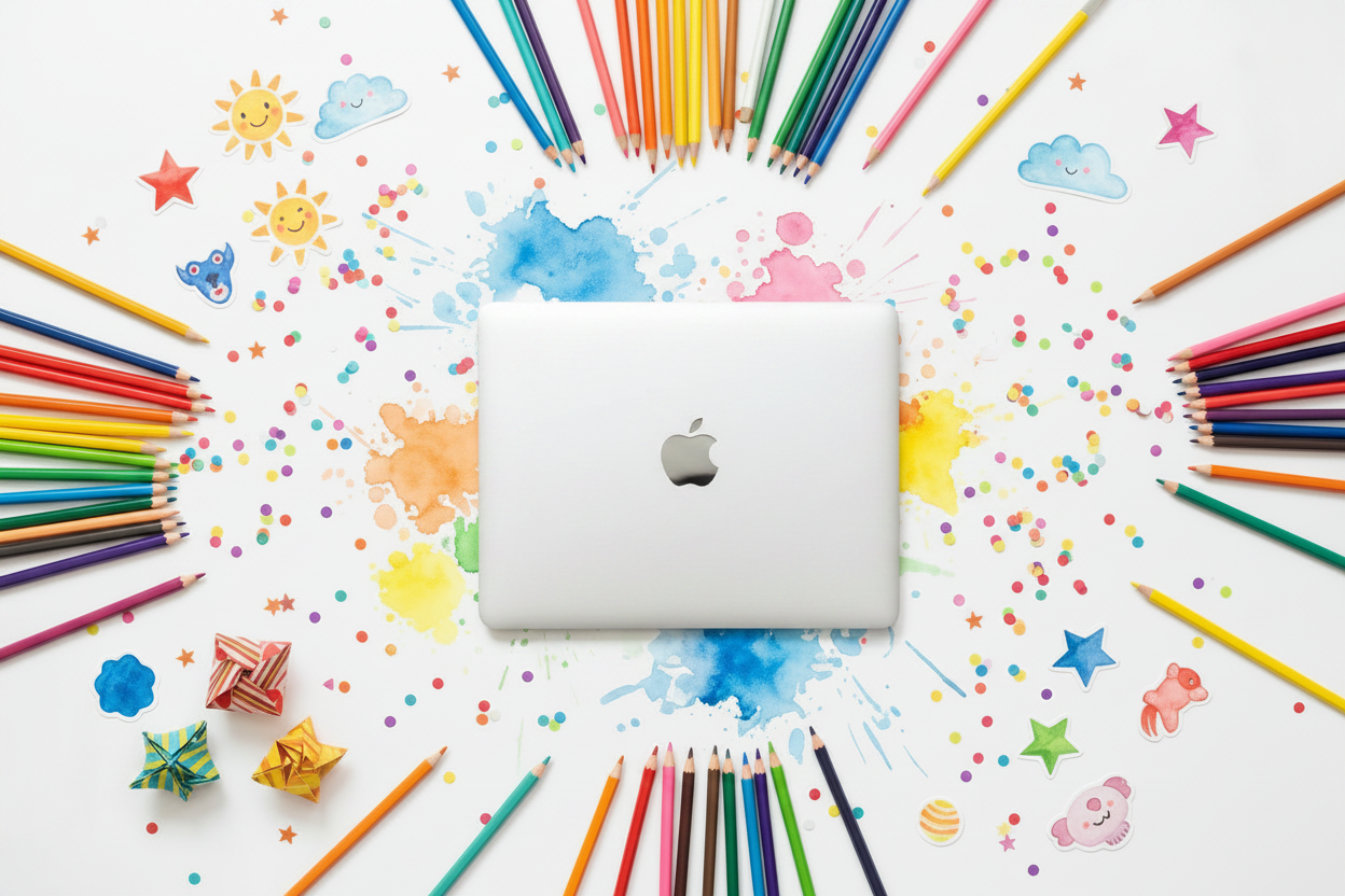 Atelier Canva Kids – MacBook Fermé Logo Dos